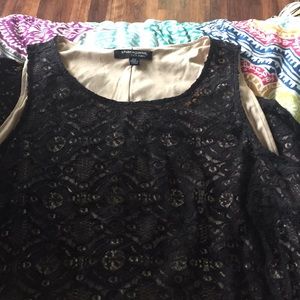 sharagano mid thigh dress, lace with a slip | 16W